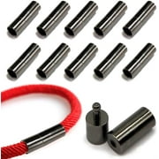 STONCEL 20 PCS Cord End Caps for Jewelry Making, Push Clasps for Leather Rope Necklace Bracelet Buckle (Black, 3mm)